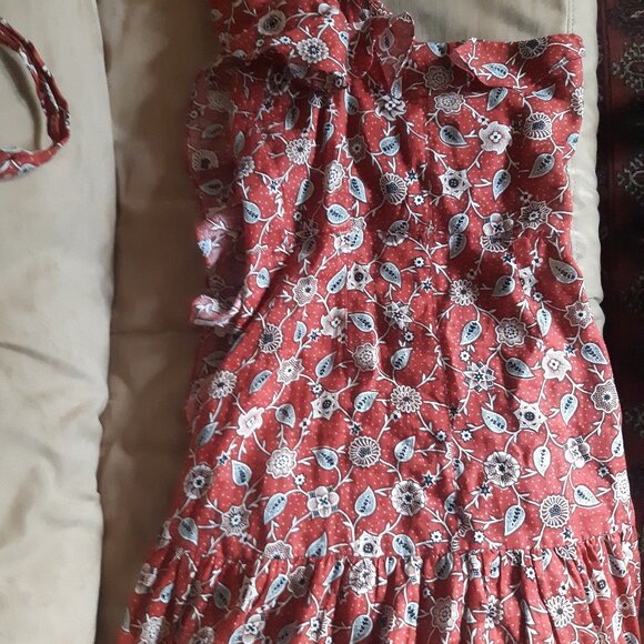 mini dress floral print linen ruffle - Picture 15 of 16